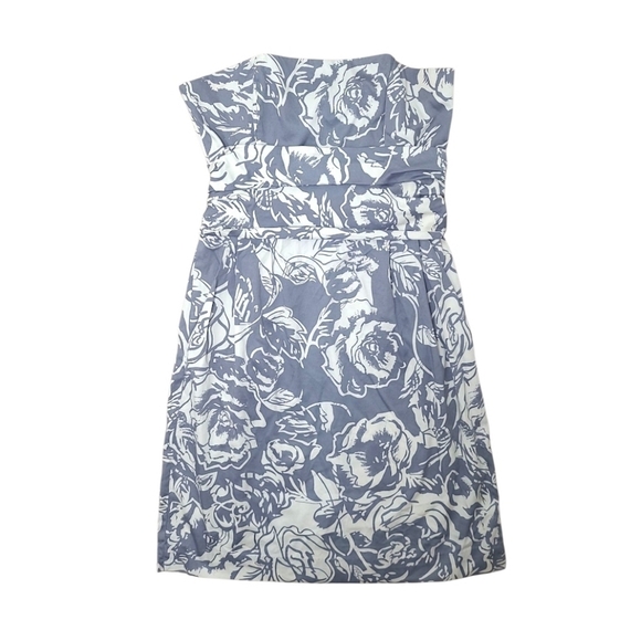 Banana Republic Toile Strapless Mini Dress Blue Pockets Size 6 - Picture 1 of 8